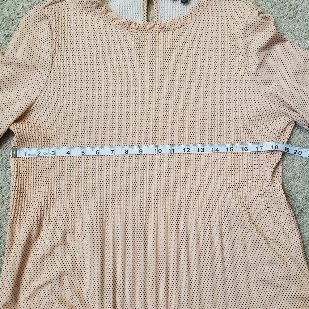 Adrianna Papell Pink Polka Dot Long Sleeve Blouse Top M EUC - Picture 2 of 8